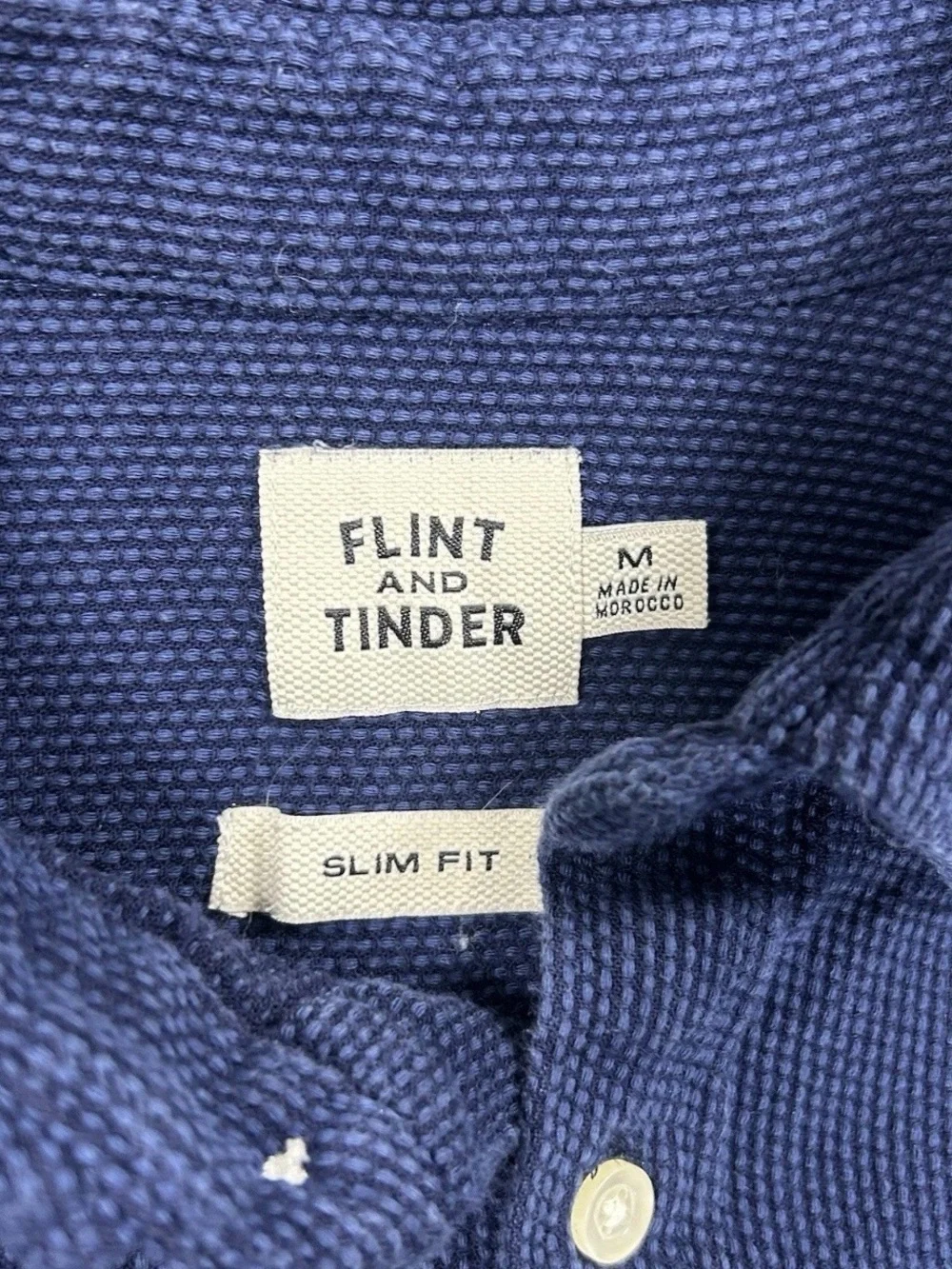 Flint and Tinder Waffle Knit Button-Down Shirt Men’s Medium Navy
